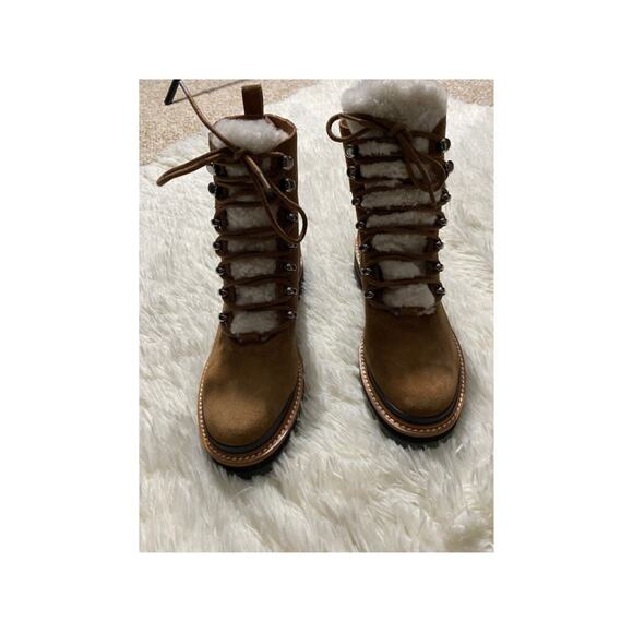 Marc Fisher LTD Izzie Genuine Shearling Brown Leather Boots - Size 6 1/2 (NWOB) - Picture 1 of 4